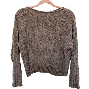 Philosophy Chunky Cable Knit Sweater Tan Size Large